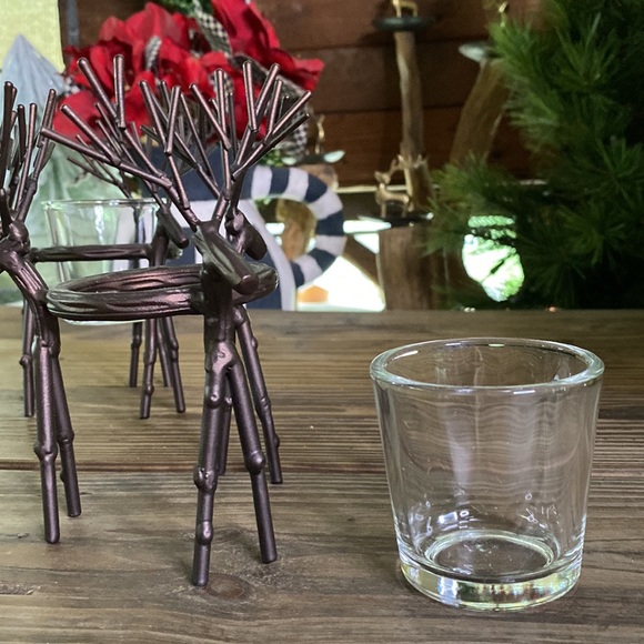 Yankee Candle Rustic Woodsy Triple Twiggy Deer Glass and Metal Votive Holders 🦌 - Picture 7 of 16